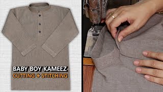 Baby Boy Kameez Kurta Cutting And Stitching  Ban Wala Kurta [upl. by Nonnag]