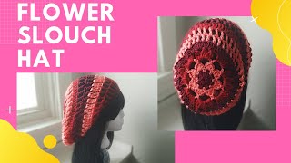 Crochet Summer Slouchy Hat Pattern Awesome Flower Motif [upl. by Marcelle]