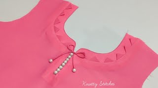 Easy and Stylish Neck Design for plain kurti cutting and stitching Neck Design [upl. by Jagir698]