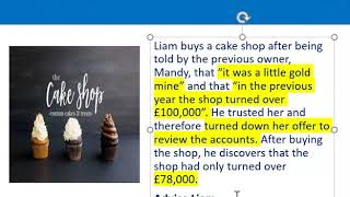 How to apply misrepresentation Liam cupcake scenario [upl. by Parhe]