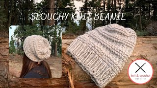 Slouchy Knit Beanie Free Pattern Workshop [upl. by Lleral839]