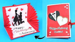 Beautiful Anniversary Card Idea Handmade Greetings Card for Parents DIY Anniversary Pop Up Card [upl. by Chanda]