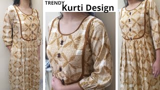 Stylish Pleated Kurti Design with Yoke PatternPocketCutting and StitchingDIYFull Tutorial [upl. by Marsden681]