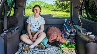 minimalist living the van life in a 700 stealth minivan camper conversion 🚙 [upl. by Nirac]