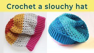 Crochet an easy slouchy hat [upl. by Neerom]