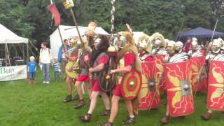 Roman Reenactment at the Amphitheatre in Caerleon Marching In [upl. by Jonell]