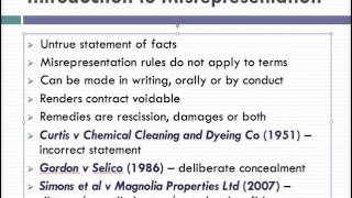 Misrepresentation Lecture 1 of 4 [upl. by Hsaka936]