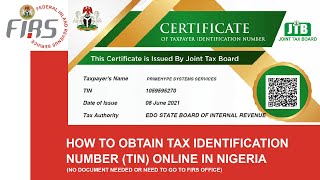 Register and Get Your TIN Tax Identification Number Online in Nigeria  Its Free [upl. by Mikah870]