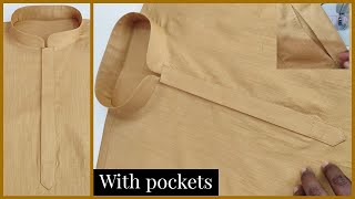 How to Sew a kurta  full video with side pockets  perfect kurta stitching with attache pockets [upl. by Pax]